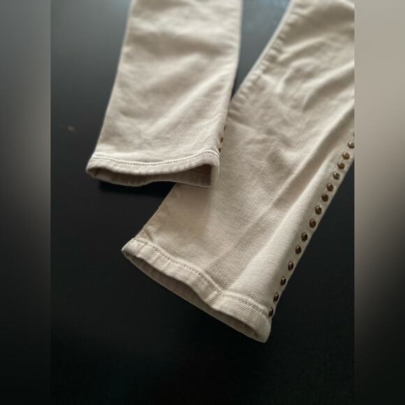 ZARA WOMAN ‘Cigarette Leg’ Studded Cream Denim Jeans sz 4 - Picture 8 of 16